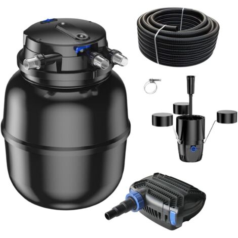 Druckteichfilter Set CPU 50000 mit 80W Eco Pumpe 10m Schlauch externer Skimmer Nr.58