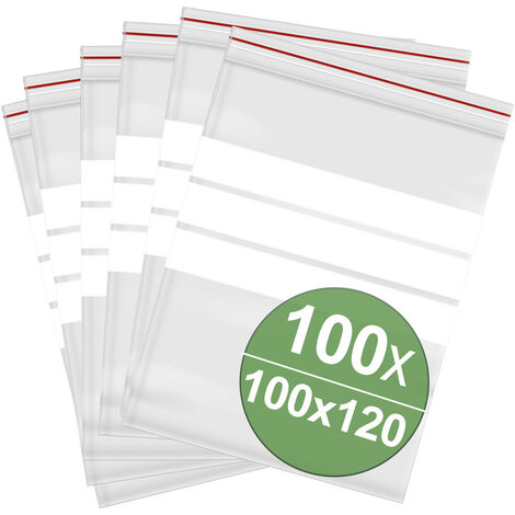 Druckverschlussbeutel mit Beschriftungsstreifen (B x H) 100 mm x 120 mm Transparent Polyethylen  100