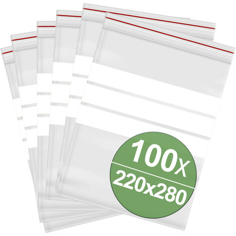 Druckverschlussbeutel mit Beschriftungsstreifen (B x H) 220 mm x 280 mm Transparent Polyethylen  100