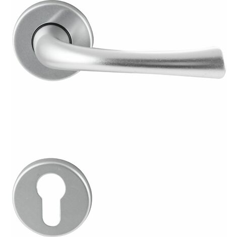 Drückergarnitur FLORENZ - auf Rosette PZ, 38 - 42, Aluminium silber eloxiert
