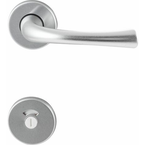 Drückergarnitur FLORENZ - auf Rosette WC, 38 - 42, Aluminium silber eloxiert