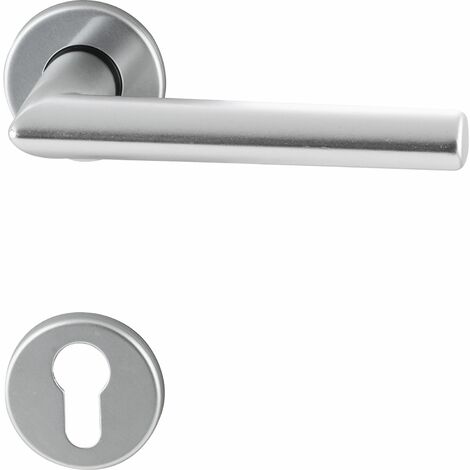 Drückergarnitur TURIN - auf Rosette PZ, 38 - 42, Aluminium silber eloxiert