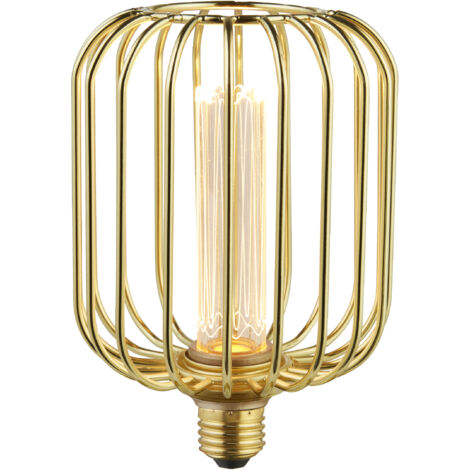 DRUM CAGE - Ampoule Metal doré effet filaire tambour E27 1800k 120lm 3,5W
