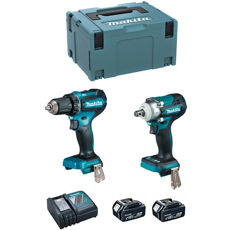Makita - Kit DLX2452TJ (DDF485 + DTW300 + 2 x 5,0 Ah + DC18RC + makpac 3)