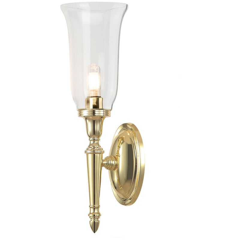 Dryden - 1 Light Bathroom Wall Light Polished Brass IP44, G9 - Elstead