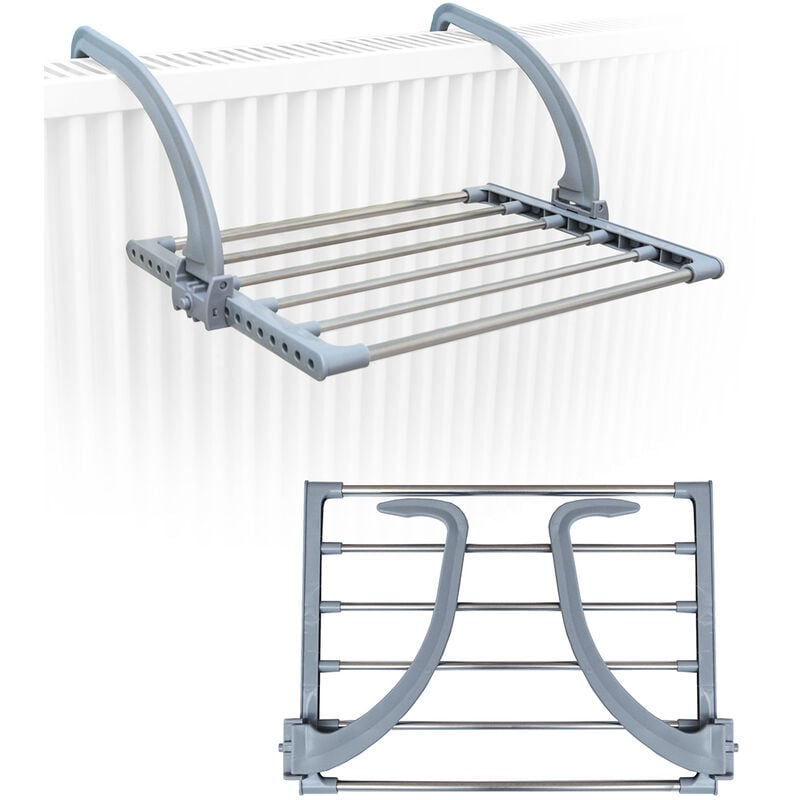 Drying Rack to be hang on radiators stainless steel 30x47x25 cm - grau