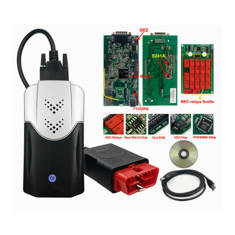 Dontodent - DS150 tcs vci cdp Pro DS150E Double pcb V3.0 Outil de Diagnostic de voiture et camion avec Bluetooth OBD2 Keygen Nouveau 2020.23