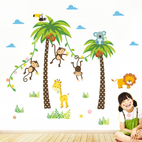 Dschungel-Wandtattoos, Wandbilder, Aufkleber für Schlafzimmer, Kinderzimmer, Babyzimmer, Wohnzimmer