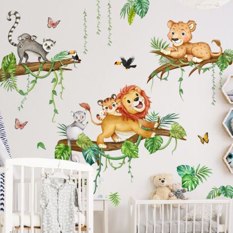Dschungeltiere Wandtattoos, Baum-Wandaufkleber, Wandbild-Aufkleber, Affe
