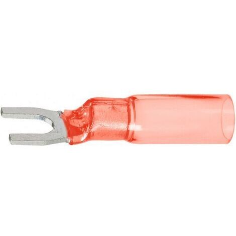 DSG Canusa 7933110302 Cosse à fourche avec gaine thermorétractable 0.50 mm² 1.50 mm² Ø du trou=5.3 mm partiellement isolé rouge 1 pc(s) S50790