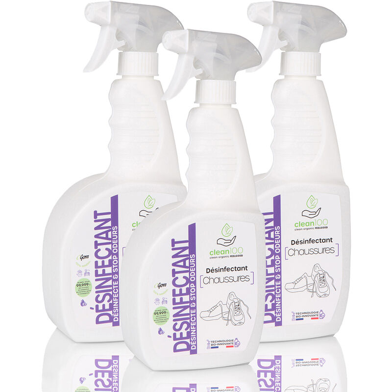 Clean 100 - désinfectant liquide special tennis baskets - sprayer - 750ML - Ecologique et Hypoallergénique - Chaussures et Semelles - Vaporisateur