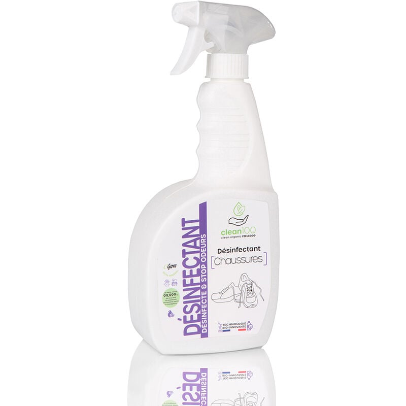 Clean 100 - désinfectant liquide special tennis baskets - sprayer - 750ML - Ecologique et Hypoallergénique - Chaussures et Semelles - Vaporisateur