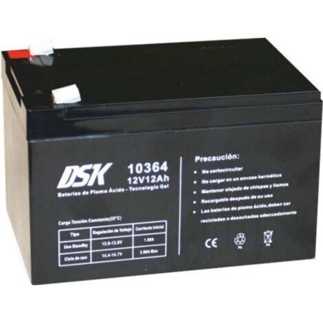 DSK 10364 - Batteria al piombo sigillata AGM Gel Technology 12V 12Ah. Ideale per qualsiasi dispositivo di mobilità elettrica. Supporta cicli di utilizzo più lunghi. Se si rompe, il gel non fuoriesce.