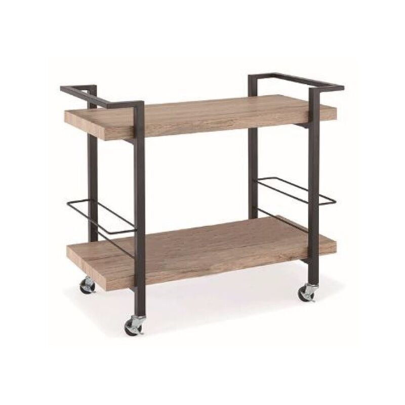 Désserte, meuble de rangement design pour cuisine ou salle à manger TROLLEY. Coloris bois et noir - Marron