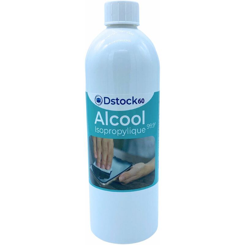 Dstock60 - 1 Bouteille de 1 litre d'Alcool Isopropylique 99,9% extra pur - Fabriqué en France - Isopropanol liquide ipa parfait comme solvant,