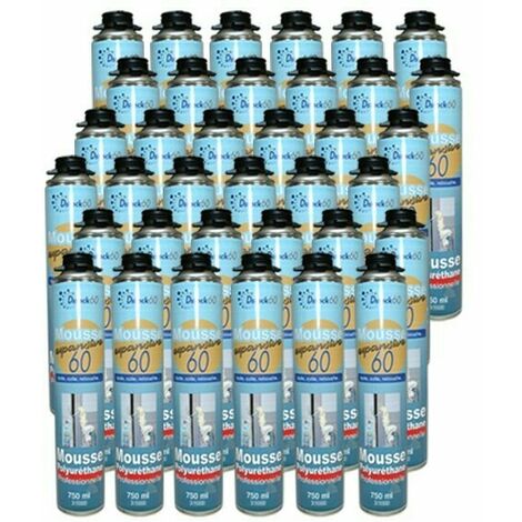 DSTOCK60 - 36 mousses polyuréthane expansives 750 Ml - Isole. colle et rebouche - Mousse pistolable - Extérieur et intérieur