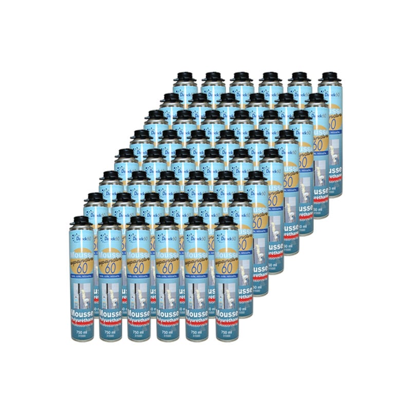 Dstock60 - 48 mousses polyuréthane expansives 750 Ml - Isole. colle et rebouche - Mousse pistolable - Extérieur et intérieur
