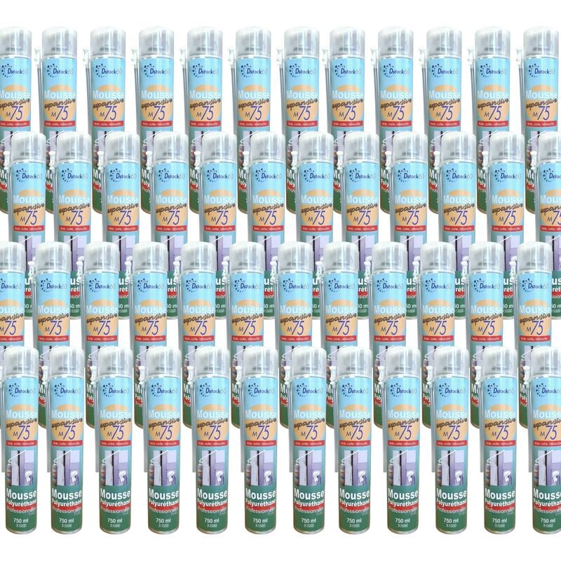 Dstock60 - 48 mousses polyuréthane expansives manuelles 750ml - Qualité pro - Isole. colle et rebouche - Extérieur & Intérieur