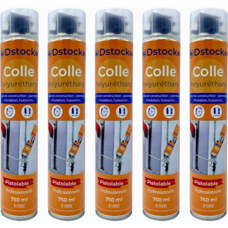 Dstock60 – Colle polyuréthane non expansive – Lot de 5 cartouches pistolables – Pour collage panneaux XPS, EPS et étanchéité toiture bitume