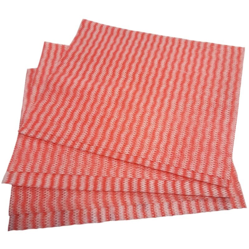 Dstock60 - Lot de 100 Chiffons lavettes non tissées ajourées - 30x38 cm - Rouge vagues blanches -Antibactérienne - Capacité d'absorption élevée