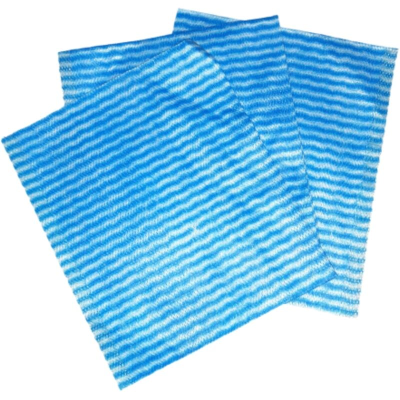 Dstock60 - Lot de 50 Chiffons lavettes non tissées ajourées 30x38 cm - Bleu vagues blanches - Antibactérienne - Capacité d'absorption élevée