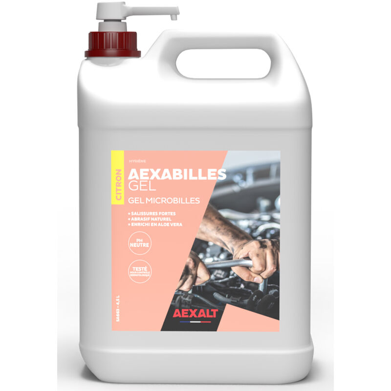 Aexabilles gel mains microbilles citron pompe+bidon de 4,5L Aexalt SA663 - Jaune