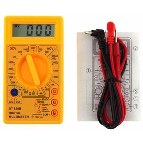 DT-830B Multimetro digitale Auto Range Tester elettrico digitale LCD Voltmetro Amperometro Ohmmetro Tester (giallo)