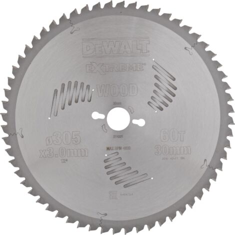 DT4331 Ø305 DEWALT hoja de sierra estacionaria multiusos - agujero 30 - 60 dientes positivo - DT4331
