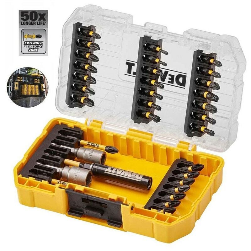 Dewalt 33 PC FLEXTORQ Screwdriver Impact Rated Screwdriver Bit Set + Tough Case