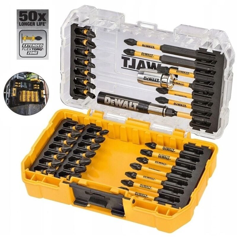 Dewalt - flextorq 37 pc Screwdriver Impact Rated Screwdriver Bit Set & Tough Case