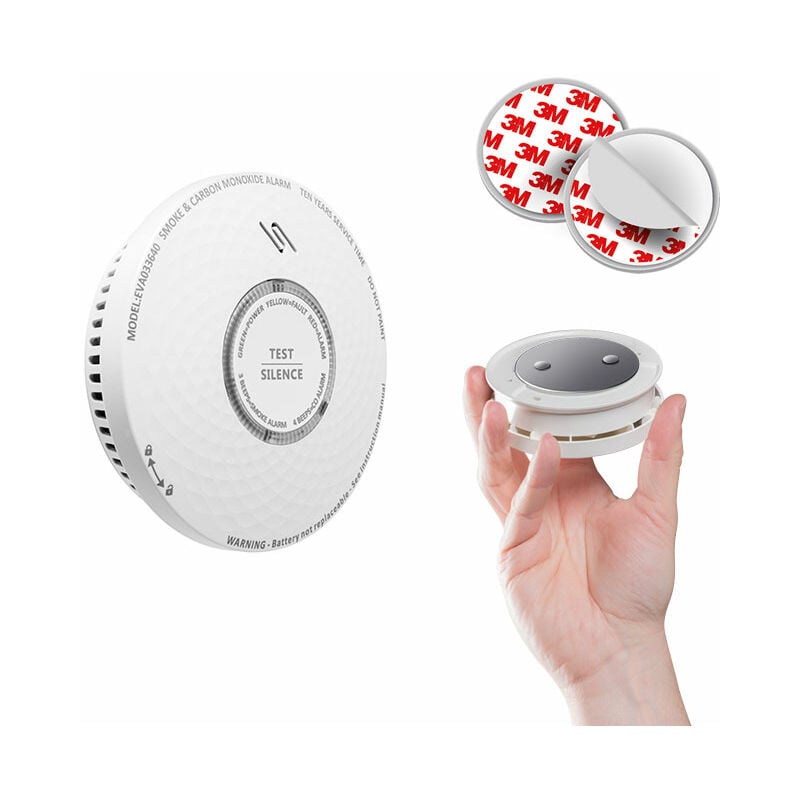 Evacuate - Détecteur combiné de fumée et de monoxyde de carbone avec support de fixation aimanté