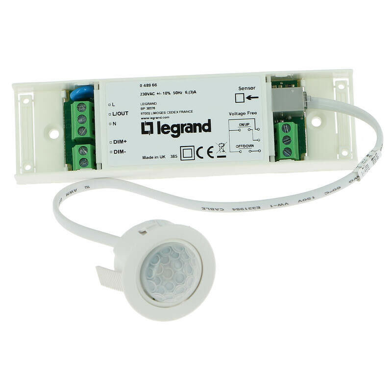 Détecteur compact ir 360° portée Ø7m variation 1V à 10V et on/off 6A (048966)