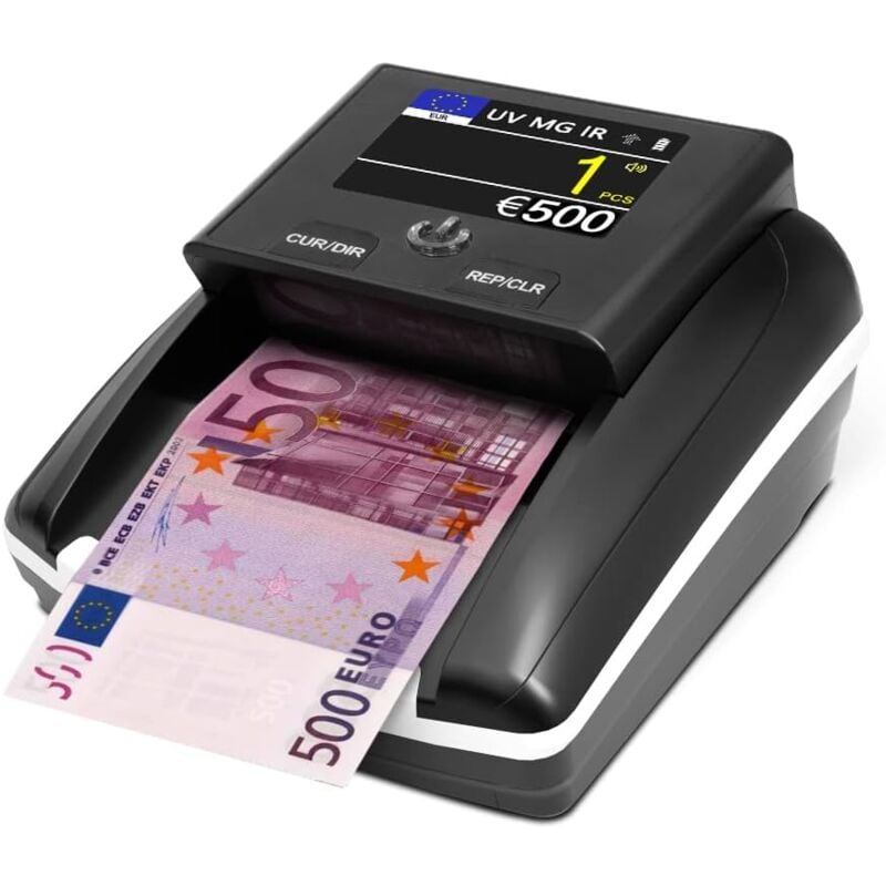 STANEW Détecteur de Faux Billets Portable, affichage LCD avec detecteur de contrefaçon UV MG, Batterie rechargeable incluse, pour EURO US Dollar,Pound