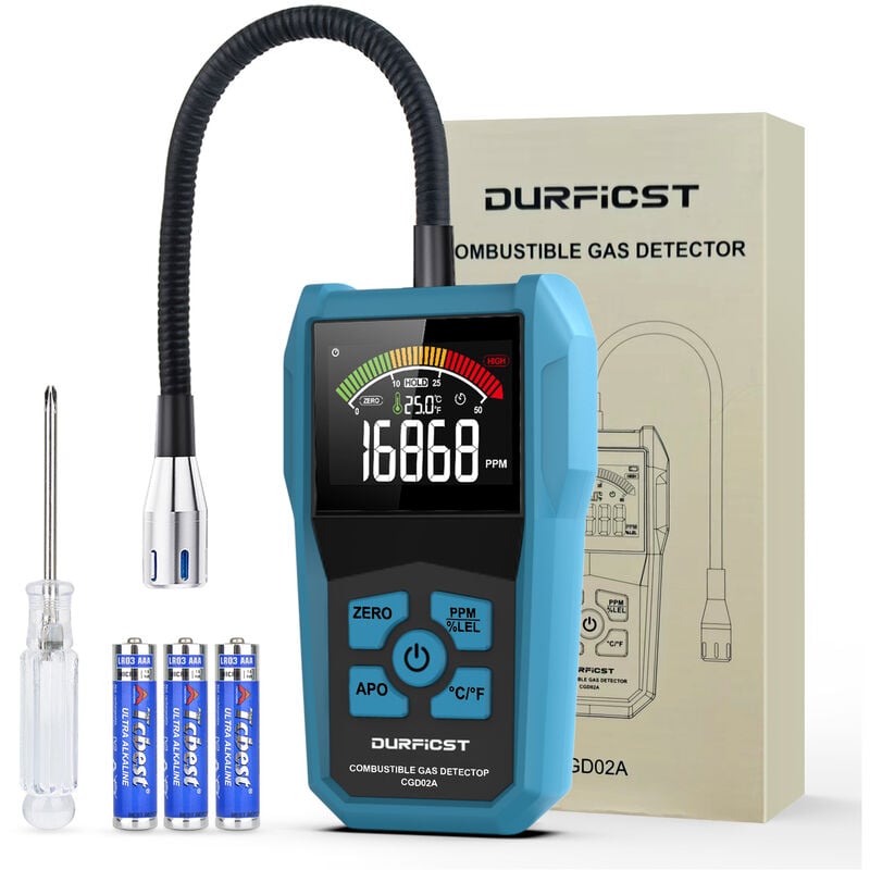 Durficst - Détecteur de Fuite Détecteur de Gaz Portable Camping Car, Utilisé Pour Mesurer le Gaz Naturel, Gaz de Pétrole Liquéfié, Gaz de Charbon et
