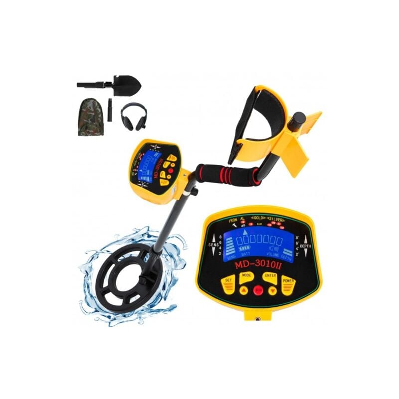 ME - Détecteur De Métaux Détecteur D'or + Ecran lcd + Casque + Pelle Imperméable hd - Sensibilité 13 cm min Longueur Ajustable 102-130 cm