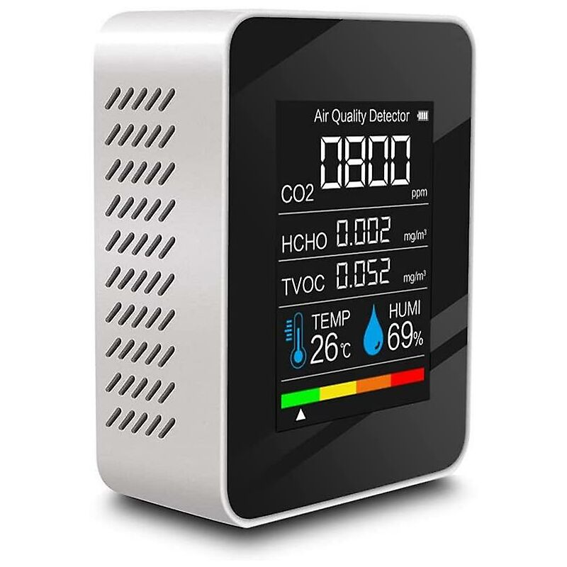 Ersandy - Détecteur de qualité de l'air Testeur multifonctionnel de CO2 avec dioxyde de carbone Valeur tvoc hcho Quantité d'électricité Fonction