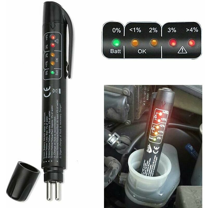 Joorrt - Détecteur de testeur de liquide de frein, 5 led testeur de frein de diagnostic automatique testeur de frein de véhicule de voiture testeur