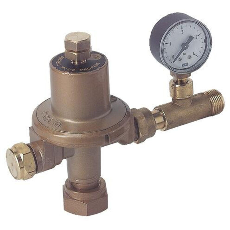 Détendeur Haute Pression Propane réglable avec Manomètre + bonnette 40kg/h - Ec.3/4 / M20x150 - Favex