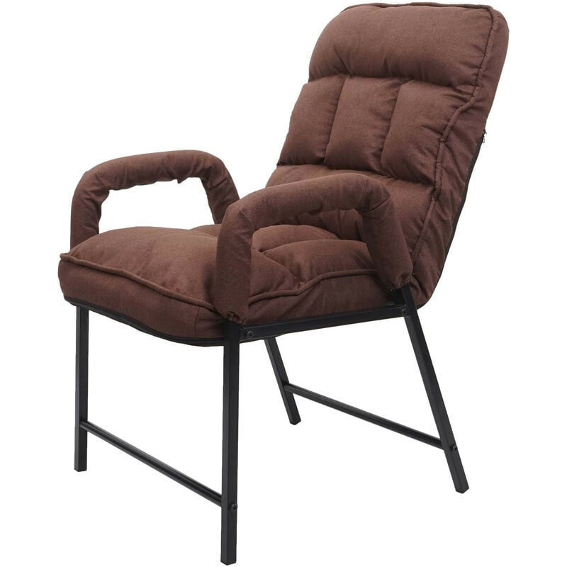 HW - Chaise de salle à manger C-K40 capacité de charge 160kg dossier réglable métal - tissu/textile marron foncé