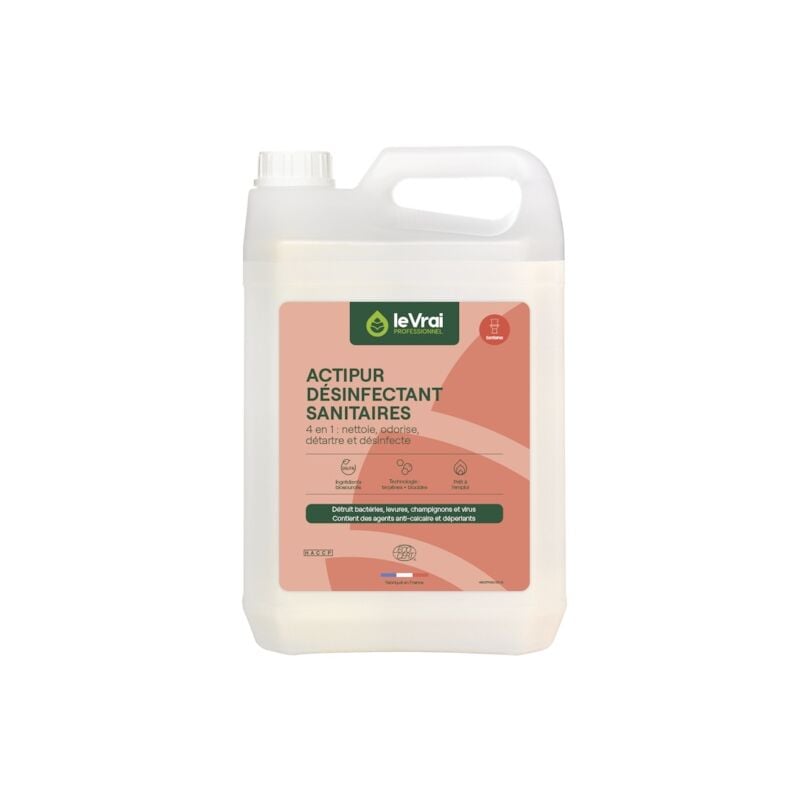 Détartrant désinfectant sanitaires Ecocert ACTIPUR - bidon 5L - LE VRAI PROFESSIONNEL