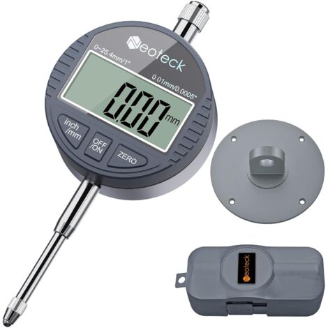 DTI Comparateur Numérique 0.01/.0005'' Comparateur Mécanique Indicateur de Palpeur Numérique Gamme 0-25.4mm/1'' Indicateur Electronique Mesure Jauge à Cadran Numérique