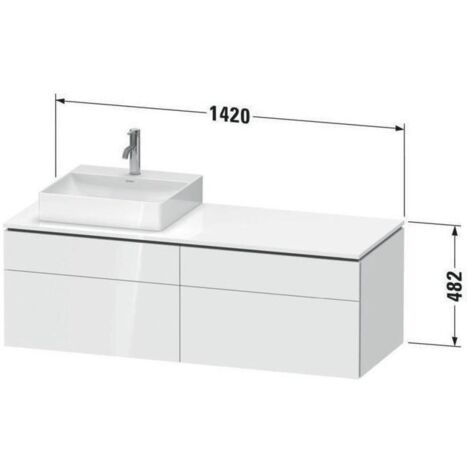 DU Konsolen-WTU wh L-Cube 550x1400x482mm Weiß Hochglanz dek 2 Ausz 2 Schubk.