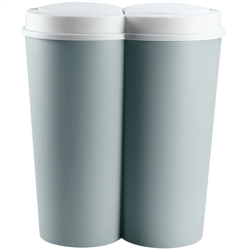 Deuba - Recycling Bin 50L Double Dustbin Lid Dual Kitchen Dust Rubbish Bins Waste Compost Push Button 2 Compartments 2x25 Litres Green