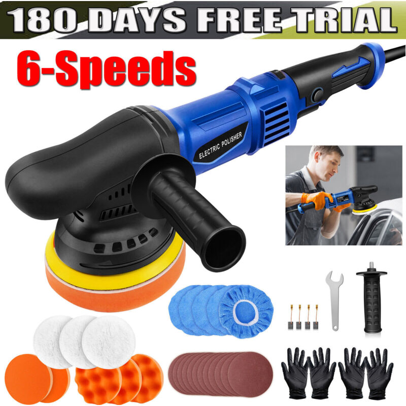 Dayplus - Dual Action Car Polisher Buffer Machine 5 inch Sander Polishing Kit 6-Speed Tool
