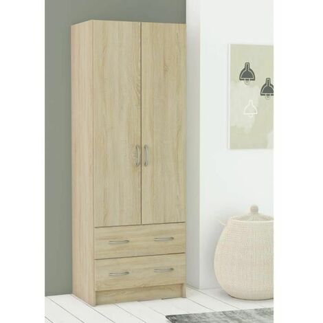 DUAL Armoire chambre adulte classique décor chene brossé - L 61 cm