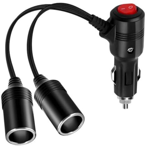 Dual Cigarette Lighter Socket with Switch, Cigarette Lighter Dispenser, 12V/24V Cigarette Lighter Adapter, for Car, Motorcycle