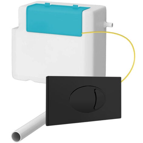 GRAVAHAUS Dual Flush Concealed Cable Cistern with Black Flush Plate