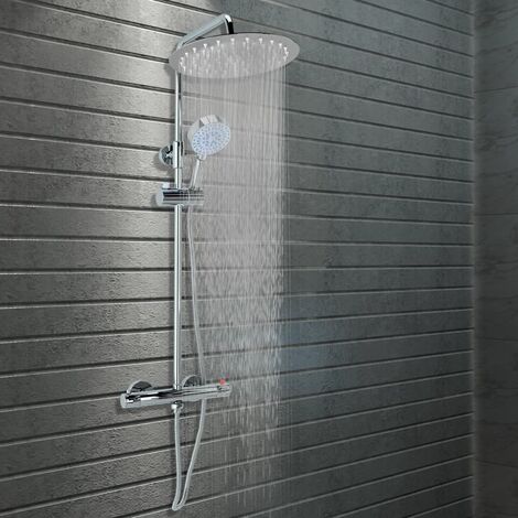 Dual Head Shower Set with Thermostat Stainless Steel - Silver