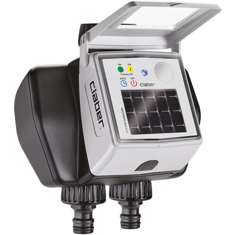 Dual myAquaSolar, programmateur arrosage automatique à deux voies avec panneau photovoltaïque - Claber