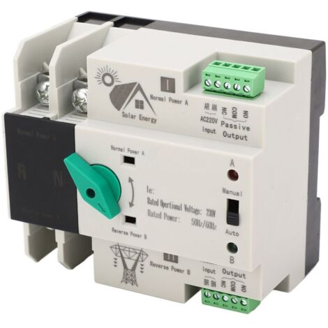 Dual power 2P automatic transfer switch, synchronization controller, millisecond fast switching, AC230V 50/60Hz PV to mains, 80A